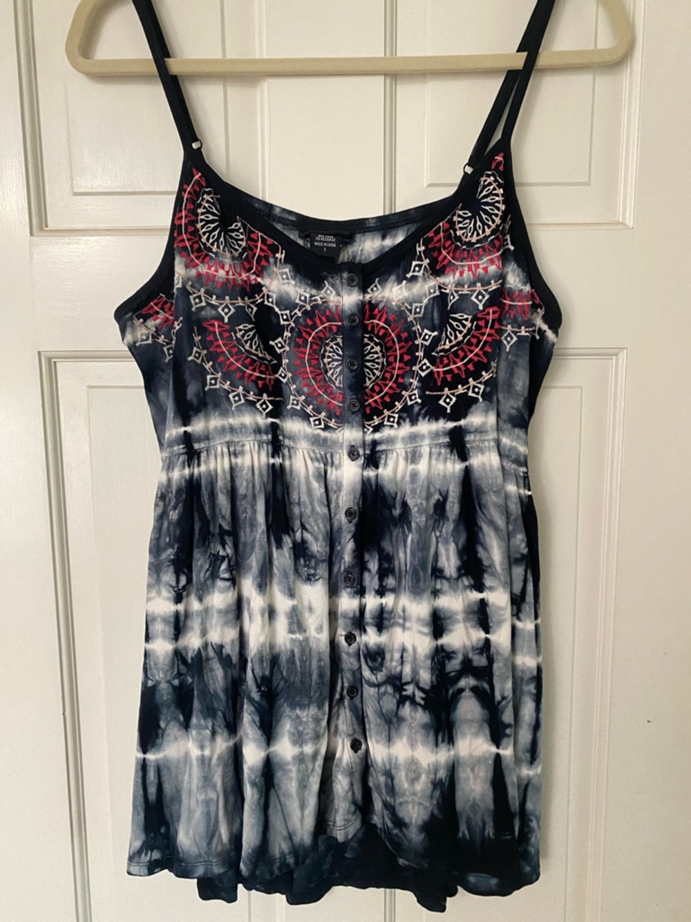 Torrid Tie-Dye Button Front Tank with Embroidered Yoke